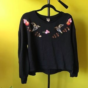 Snow White French Terry Crop Sweatshirt by LC